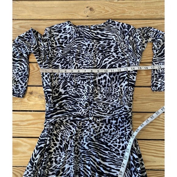 Michael Kors Allover Zebra Print Bell Sleeve Dress Size Small Women’s Black - Picture 6 of 7